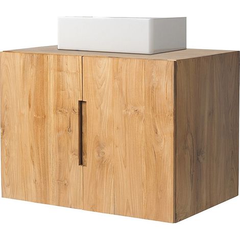 Mobili per bagno sospeso con lavabo semplice 80 cm in Teak - SAWAN