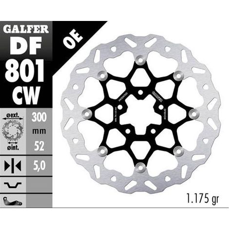 DISQUE DE FREIN AVANT GALFER KTM 790 DUKE '18-'23 890 DUKE '21-'22 (FLOTTANT WAVE) (300X52X5MM)