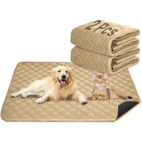 Lot de 2 tapis d'entraînement pour chien et chat Extra puissant Imperméable et antidérapant Lavable et réutilisable Pour chiots et animaux domestiques (marron, 150 x 90 cm) (1/5)