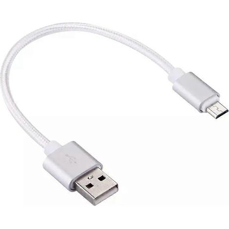 Câble de charge de données micro USB vers USB V8 - 20 cm, style tressé - Compatible Samsung, Huawei, Xiaomi, LG, HTC - Argent (1/5)
