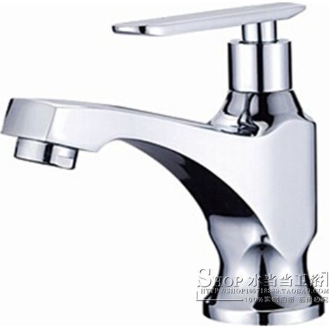 Robinet de lavabo Oulus Sanitary Ware 8808 Gold Cup, vasque en céramique, robinet carré à cuvette dorée, noyau en cuivre, eau froide.