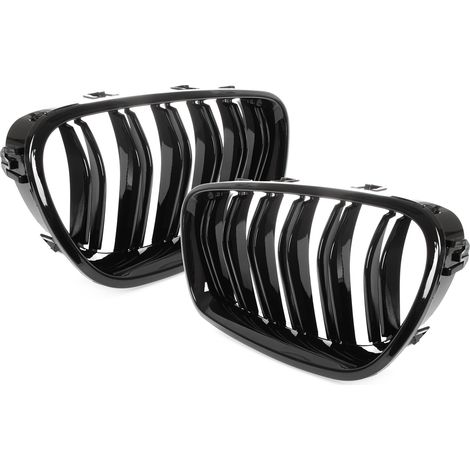 BMW 5 F10/F11 (2010–2017) Kühlergrill zwischen den Scheinwerfern (Nieren), links + rechts, schwarz glänzend, Doppelstrebe