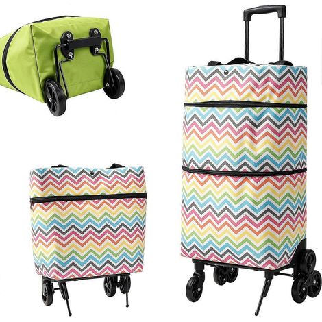 Chariot de courses pliable 2 en 1 - Chariot à sacs pliables avec roulettes pour faire les courses, aller au marché ou camper (1/5)