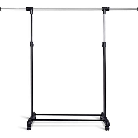GOPLUS Penderie à Vetement à Roulettes-Portant à Vetements en Acier Robuste Surface Chromée Largeur et Hauteur Reglable (1/5)