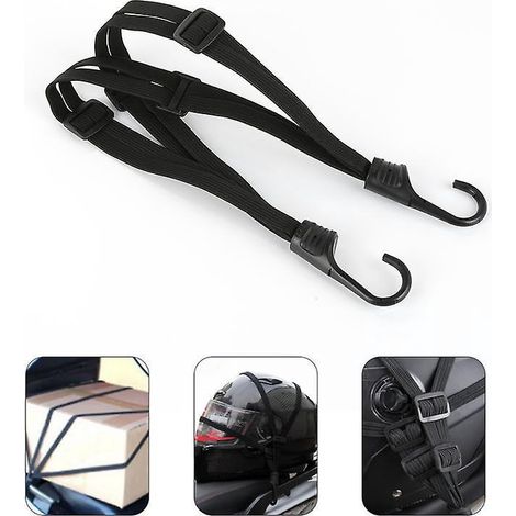 Noir Elastique Porte-bagages, Sangle Bagage Elastique 60cm & Sangle Bagage Elastique 60cm Avec Crochets Pour Camping/vlo/moto/fixer Casque/bagage (1/5)