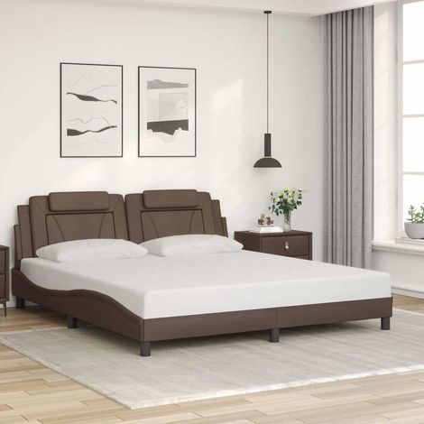 Cadre de lit Viana sans matelas marron 180x200 cm similicuir (1/5)