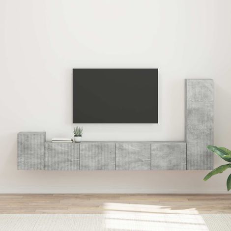 TV-Schrankset Wandmontiert 3 pcs Beton Grau Holzwerkstoff
