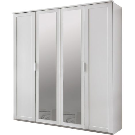 Armoire enfant en panneaux de particules coloris blanc - Dim : 180 x 208 x 58 cm - PEGANE - (1/2)