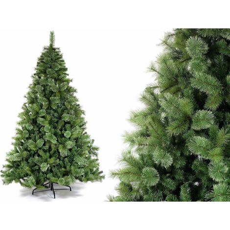 Pino Natalizio Artificiale Verde con 3 Tipologie di Rami Albero di Natale Artificiale con 1180 Rami Altezza 2,10 Metri Diametro 1,30 Metri (1/2)