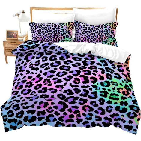 Bettwäsche-Set 2-teilig 155x220 cm mit Leopardenmuster und Reißverschluss