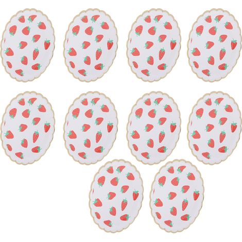 Service de table jetable 10 pièces motif fraise pour fêtes d'anniversaire et fêtes sur le thème de la mer. Plateau en papier. (1/5)