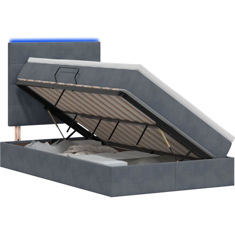 Cama de almacenamiento LED con colchón Gris oscuro 120 x 200 cm vidaXL (1/5)