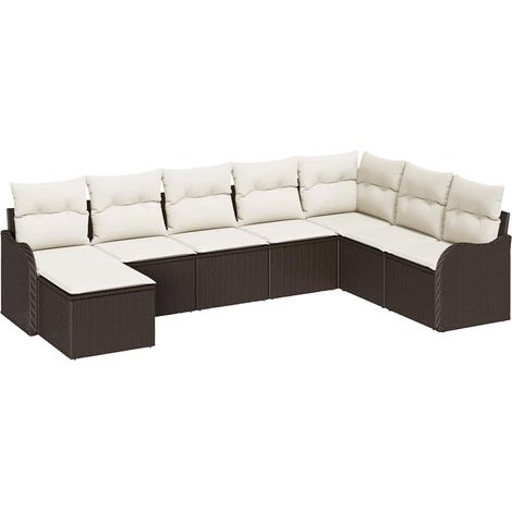 Maison Exclusive - Set Divano da Giardino con cuscino 8 pcs Marrone Poly Rattan