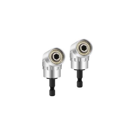 Lot de 2 adaptateurs coudés à angle droit pour perceuse, porte-embout magnétique hex 6 mm –