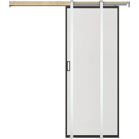Porta scorrevole con sistema a incasso H205 x L73 cm Alluminio e Vetro temperato smerigliato - LINCI II (1/5)