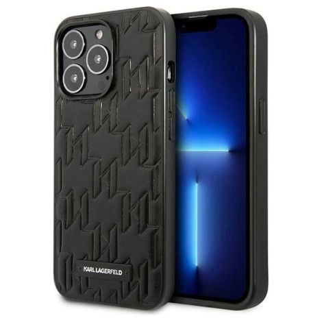 Coque rigide noire/noire Karl Lagerfeld KLHCP13LMNMP1K pour iPhone 13 Pro / 13 6.1 avec plaque monogramme (1/5)