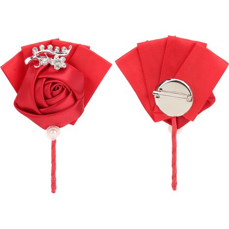 4 Broches de Corsage Mariage avec Ruban Délicat pour Demoiselles d'Honneur Fleurs Artificielles Poitrine (1/5)