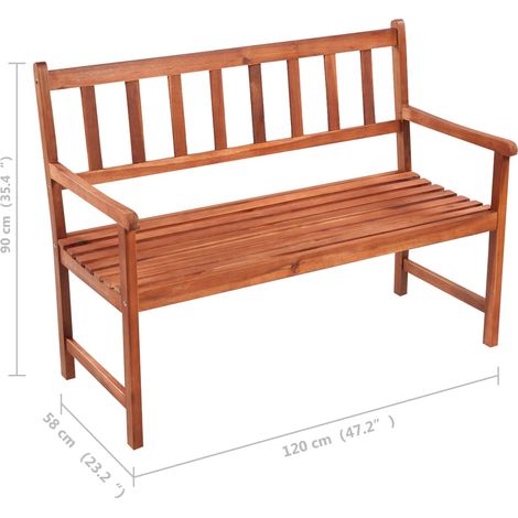 Banc de jardin meuble de patio d'extérieur terrasse avec coussin 120 cm bois d'acacia massif (1/2)