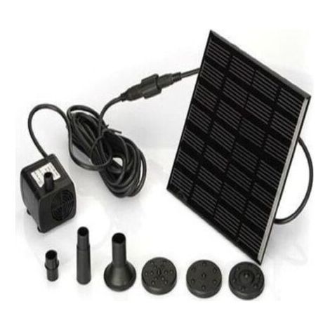 Pompe solaire 7V 1.2W pour fontaine – Débit 200L/h – Hauteur de levage 110 cm – 6 buses pour pulvérisation personnalisée
