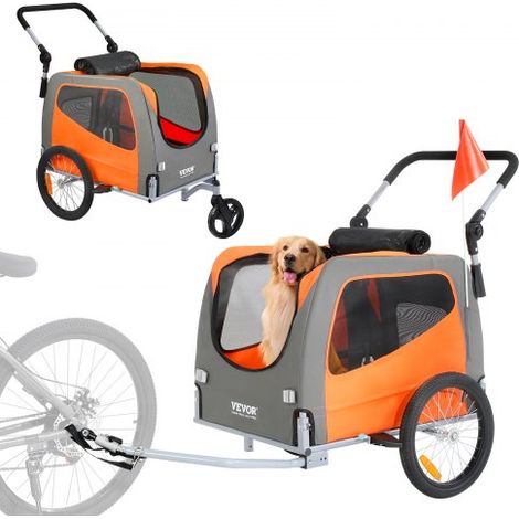 Remorque de Vélo Chien Pliable Charge 30 kg Poussette Animaux de (1/5)