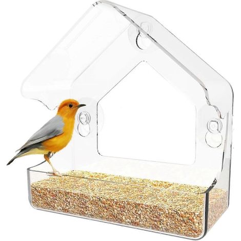 Mangeoire à oiseaux transparente pour fenêtre extérieure ventouses puissantes nichoir mural résistant aux intempéries (1/5)