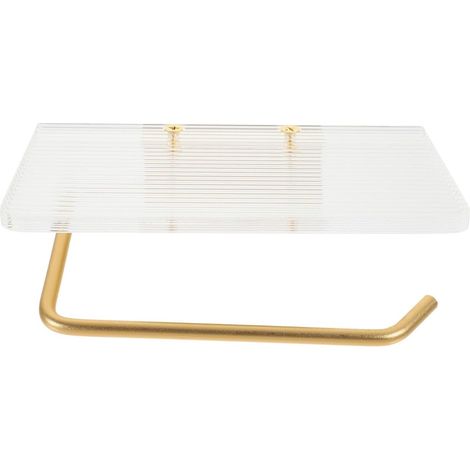 Dérouleur papier toilette, aluminium/acrylique, avec étagère (1/5)