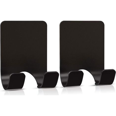 Lot de 2 crochets muraux en acier inoxydable 304 pour rasoir, 60 x 45 mm, résistants à l’eau, pour barre de douche et salle de bain, noir (1/5)