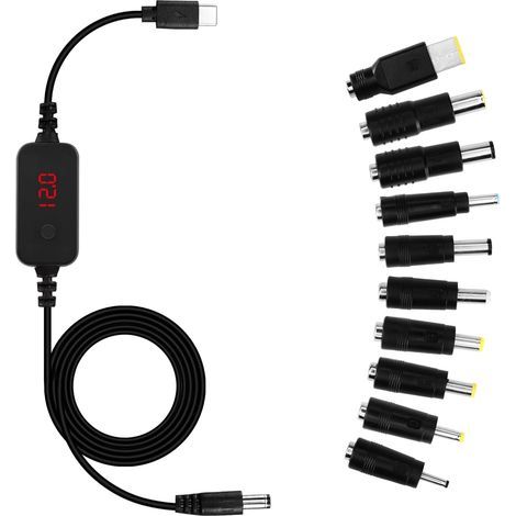 USB C to DC 5521 Adapter Cable with 10 Conversion Heads for Laptop Router (1/5)