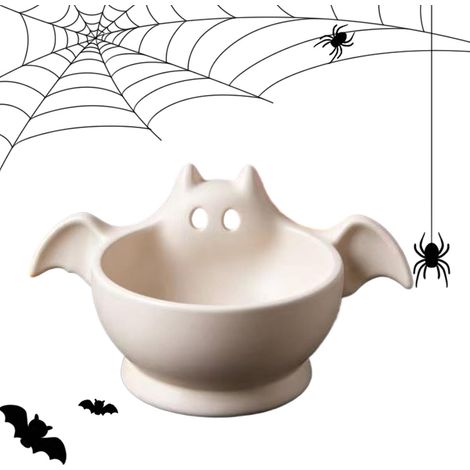 Bol para dulces con forma de murciélago fantasma de Halloween, bandeja de almacenamiento decorativa, puede guardar llaves, joyas, etc. (1/5)