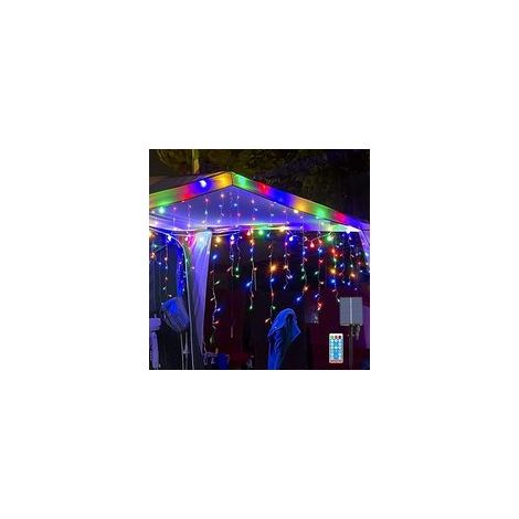 1 Lichterkette für den Außenbereich, 3 m lange Solar-LED-Lichterkette mit 128 LEDs und 8 Modi, festliche Weihnachtsdekoration für Balkon und Fassade (1/5)