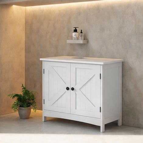 Meuble de salle de bain bianco en MDF 90 x 30 x 60 cm (1/5)