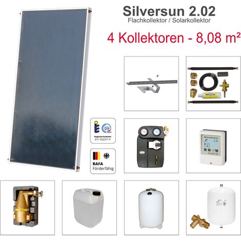Solarbayer Silversun Flachkollektor Solarpaket 4 Solaranlage 8,08 m² Solar (1/5)