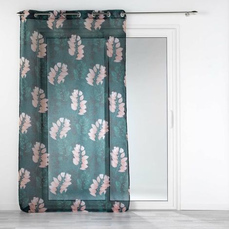 Voilage à Œillets 140 x 240 cm – Voile Sablé Imprimé – Belline Émeraude (1/3)