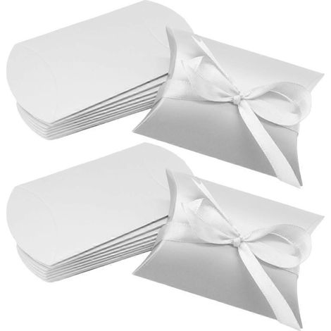 50 Stück Kissenboxen, Partygeschenkboxen, Aufbewahrungsboxen für Süßigkeiten, kleine Geschenkbehälter für Hochzeiten-9x6.5cm-Silver (1/3)