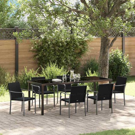 Set da Pranzo per Giardino 7 pz Nero e Grigio Rattan in PE vidaXL (1/5)