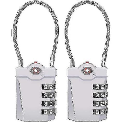 Cadenas TSA (lot de 2). Cadenas à combinaison pour bagages TSA (4 chiffres). Câble inclus.
