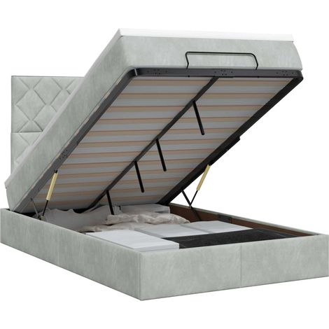 vidaXL Cama otomana con colchón Gris Claro 120 x 200 cm Terciopelo (1/5)