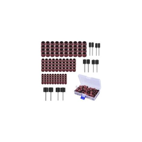 132 Pièces Caoutchouc Tambour De Ponçage avec Boîte Gratuite, Comprenant 120 Pièces Bandes de Ponçage et 12 Pièces Tambour Mandrin pour Dremel Outils Rotatifs