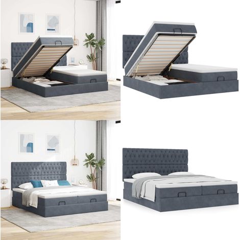 vidaXL Ottoman-Bett mit Matratzen Dunkelgrau 160x200 cm Samt (1/5)