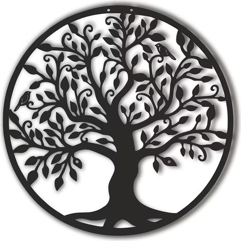 Decoración de pared de metal, arte de pared del árbol de la vida, decoración de pared de metal, el árbol de la vida, decoración del árbol de la vida, 30x30cm negro