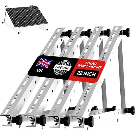 Lot de 2 supports de panneau solaire réglables de 55,9 cm avec pieds inclinables pliables, kit de panneau solaire en aluminium, convient pour toit de 100 W pour toit, camping-car, bateau et hors (1/5)
