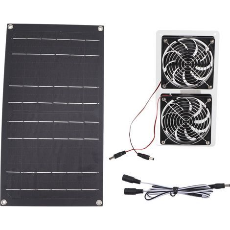 Kit ventilateur à panneau solaire 100W – Étanche IP67 – Faible bruit 34dB – Pour serres et petits poulaillers – Matériaux ABS et silicium monocristallin (1/5)