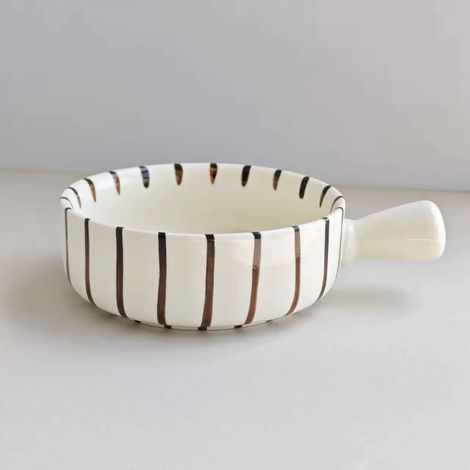 Bol en céramique avec poignée (8 pouces, couleur chocolat), moule à pâtisserie, style minimaliste