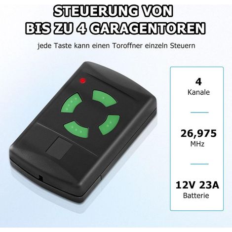 Set mit 3 Fernbedienungen für Hörmann 26,975 MHz Handsender, HSE2, HSM2, HSM4, HS2/4/1, grüne Taste, 4 Kanäle, Garagentoröffner-Fernbedienung für HSP4-C, HSD2-A, HSD2-C (3 Stück) (1/2)