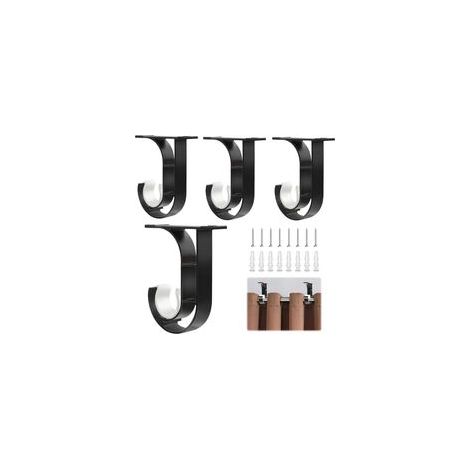 4 Pièces Support Tringle Rideaux Plafond Réglables Supports pour Tringles à Rideau 25-28mm pour Fenêtre avec 8 Vis Support Fixation Tringle Rideau Pour Salon Bureau Chambre Armoire Penderie