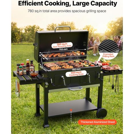 Barbecue à Charbon sur Roulettes, Gril à Charbon de Bois avec Zone de Cuisson de 0,5 m², pour Camping Pique-nique BBQ Terrasse Jard… (1/5)
