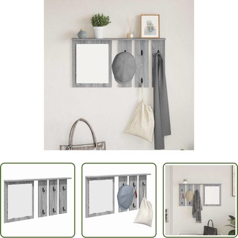 Rangement couloir - Porte-manteau mural avec étagère Sonoma gris 85 x 10 x 45 cm (1/5)