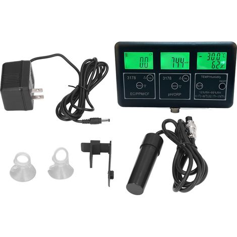 Testeur Qualité Eau 7 en 1 pH ORP EC TDS Humidité Température Écran LCD Rétroéclairé Électrode Détachable pour Aquarium (1/5)