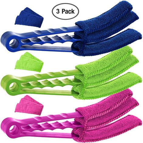 Aspirateur pour stores, lot de 3, brosse pour stores climatisée, chiffons de nettoyage avec manchon 3D