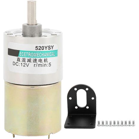 12-V-Gleichstrom-Getriebemotor mit Halterung, niedrige Drehzahl (im Uhrzeigersinn/gegen den Uhrzeigersinn), für Mikromaschinen, XD-37GB520, 5 U/min (1/5)